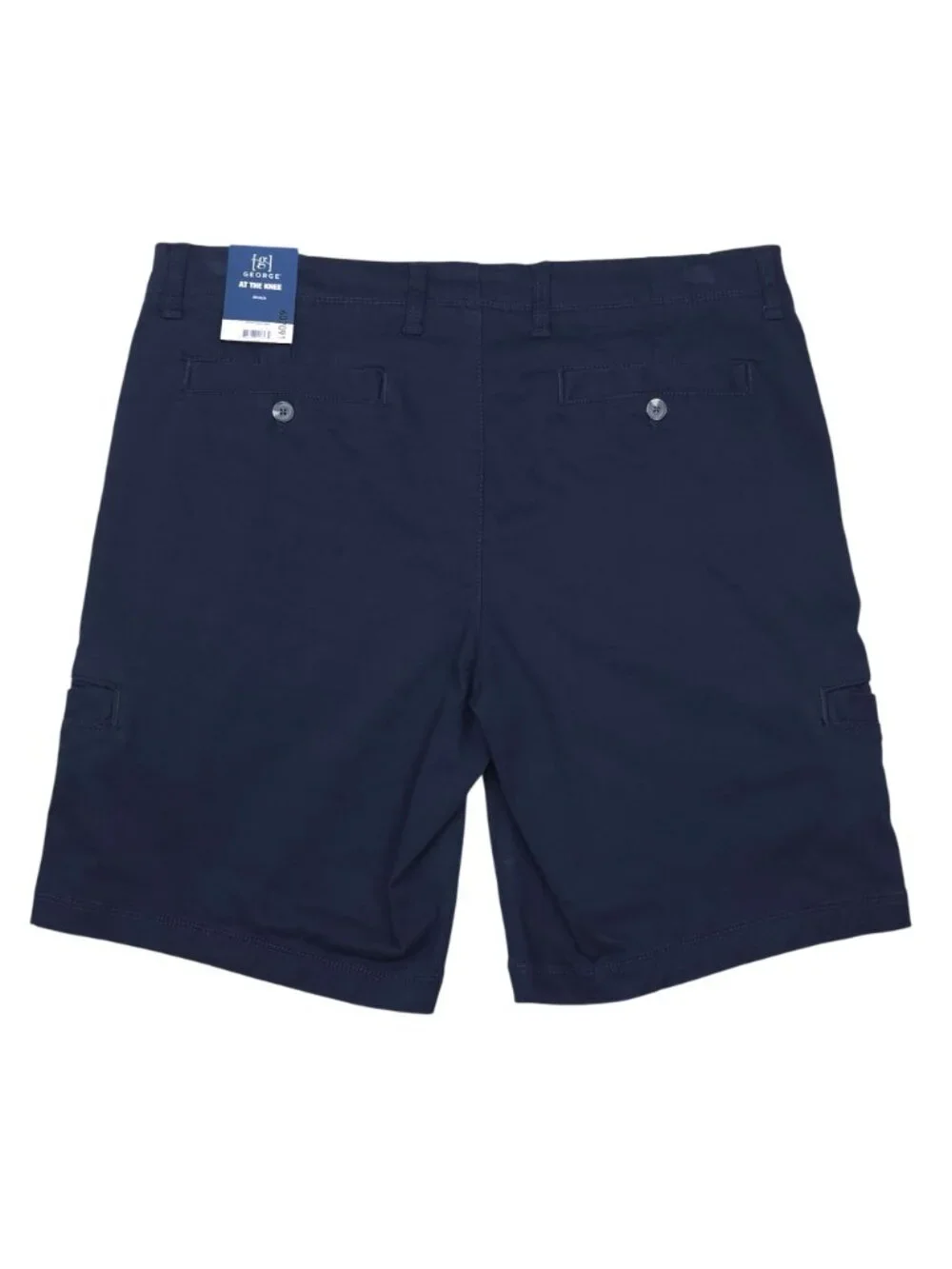 George Mens Stretch Cargo Shorts Navy Blue Size 36 At The Knee Comfortable Fit